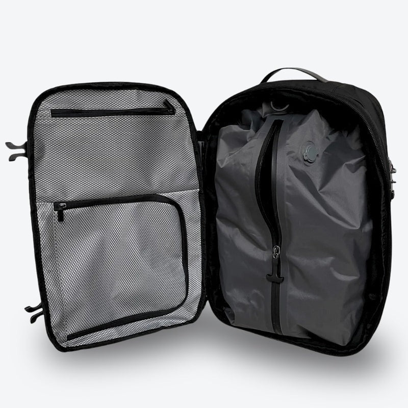 Mochila AirBag Azul Marinho + Sistema de vácuo integrado + Garrafa Inteligente + Bomba de ar portátil